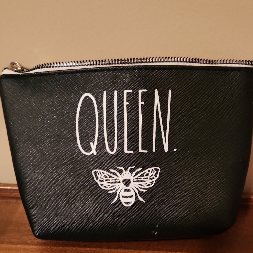 Black 'Queen' Pouch with Bee Design